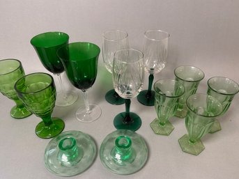 Lovely Collection Of Vintage Green Glass Ware