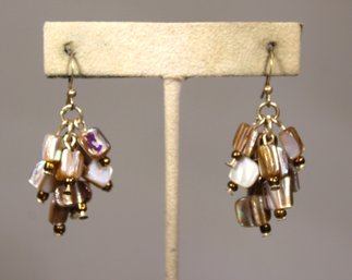 Pair Silver And Mother Of Pearl Pierced Earrings