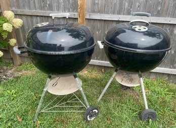 Two Weber Kettle Grills