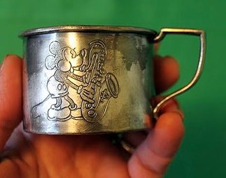 Early 20th Century Mickey Mouse & Sax Childs Silver-plate Cup