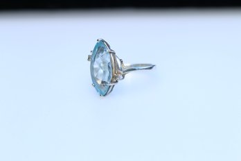Sterling Silver Marquis Blue Topaz Ring Size 7.75