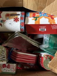 Absolutely Massive Box Of Unused Christmas Tins, Boxes, And Decorations