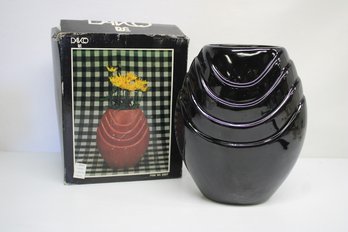 Mid Century Davco Stark Black  Ceramic Flower Vase