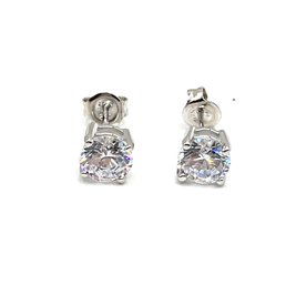 Sterling Silver CZ Stones Stud Earrings