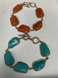 Southwestern Silver Stone Chain Bracelet