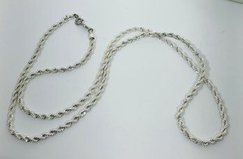 SIGNED NAPIER SILVER TONE ROPE NECKLACE