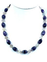 Beautiful Natural Genuine Amethyst Stone Bead Necklace