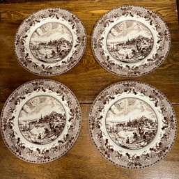 Johnson Bros Historic America II ~ View Of Boston Harbour ~ Set Of 4 Plates