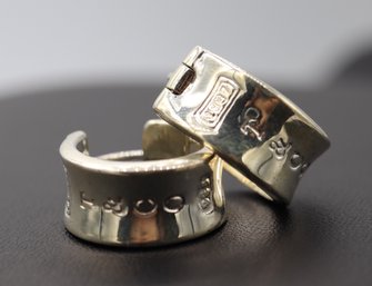 Tiffany & Co. Sterling Silver 925 T&CO 1837 Hoop Huggie Earrings