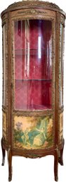 French Bowfront Glassfront Cabinet Louis XV