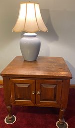 Pine Table And Pottery Lamp