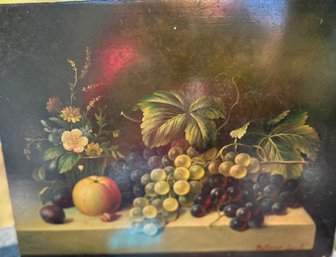 Fruit & Flower Still Life On Board ~ Ballamy Caroll ~