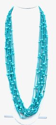 Fantastic Multi-strand Turquoise Tone Seed Bead Necklace