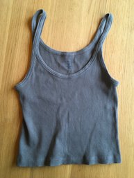 BRANDY MELVILLE, Cotton Ribbed Tank Top Shirt, Grey, One Sz.