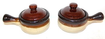 Pair Of French Onion Soup Bowls W/lids