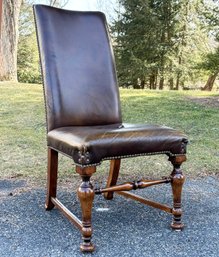 A Leather Side Chair In Spanish Revival Style
