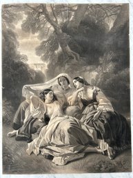 Antique Lithograph ' Faith, Hope And Charity' (k)