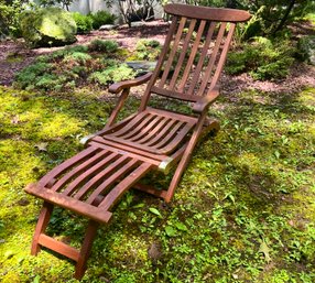 A Reproduction Brass And Teak Cunard Queen Mary Deck Chair