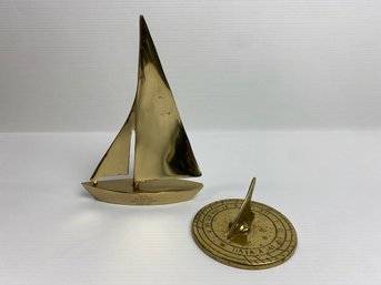 Brass Sailboat And A Virginia Metal Crafters Sundial (2)