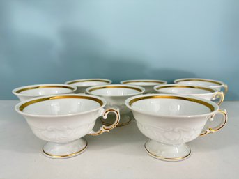 Vintage Wawel Poland Fine China Casa Oro Coffee Cups With Embossing & Gold Trim - Set Of 8