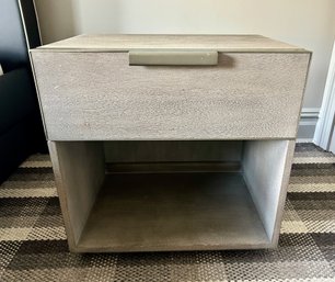 Grey Side Table One Drawer - Metal And Wood Veneer