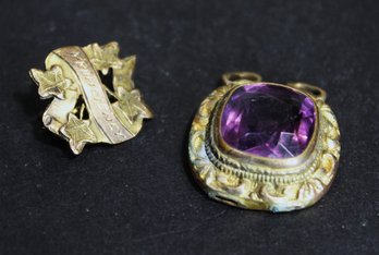 Two Victorian Gold Filled Pin And Pendant