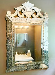A Vintage Etched Glass Mirror Framed Mirror