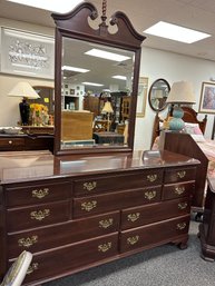 Ethan Allen  Ladies Long Dresser With Mirror  And Nightstand