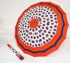 A Vintage Ralph Lauren / Polo Brightly Colored Travel Umbrella With Sleeve