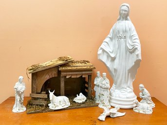 A Nativity And More Religious Statuary