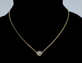 Signed Givenchy Goldtone Solitaire Necklace