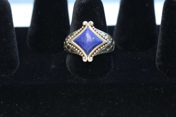 Sterling Silver Blue Lapis Stone Ring Size 9.75