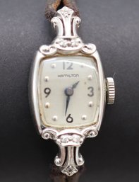 Hamilton Ladies Wristwatch In 14k White Gold W/ Diamonds