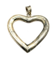 Vintage Large Sterling Silver Open Heart Pendant