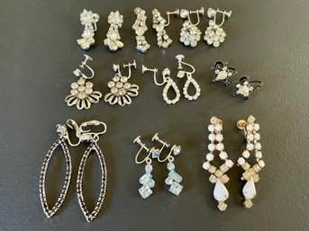 Rhinestone Earring Collection - 9 Vintage & Vintage Inspired Pairs