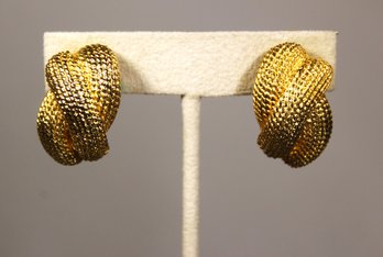 Vintage 1980s Gold Tone Large Clip Earrings