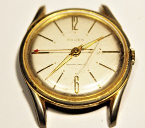 Vintage Gold Tone Wristwatch Watch By Rouen