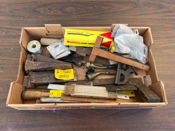 Box Lot Wedges And Antique Tools