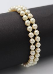 Elegant 14k Yellow Gold Two Strand Pearl Bracelet