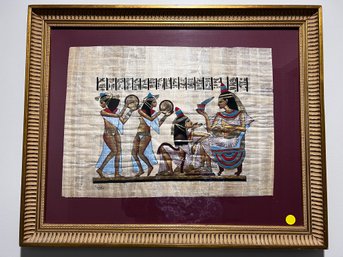 Pair Of Framed Egyptian Paintings On Papyrus Paper