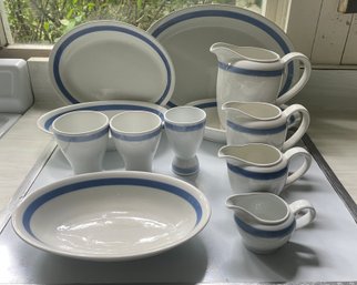 Vintage Arabia Of Finland 'Ribbons Blue' Serving Pieces 12 Pieces