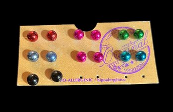 Seven Sets Of Multi Color Ball Earrings