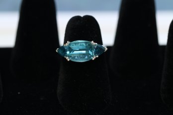 Sterling Silver Blue Topaz Ring Size 5.75