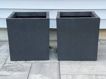 Pair Of  Citadel Cube 14 In. X 14 In. Slate Rubber Self-Watering Planter By Tierra Verde ( 2 Of 2 )