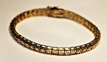 Gold Over Sterling Silver Bracelet Having White Stones Marked 925 Length 7'