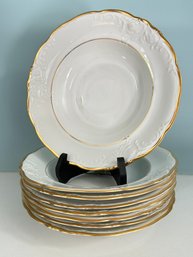 Vintage Wawel Poland Fine China Casa Oro 8' Bowls With Embossing & Gold Trim - Set Of 8