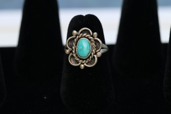 Vintage Sterling Silver Turquoise  Ring Size 5.5