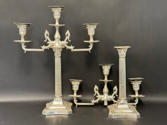 A Large Pair Of Silverplate Candelabra, Rogers, Northeastern Railway Co.