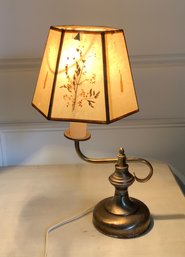 Antique Brass Table Lamp W/hexagon Shade
