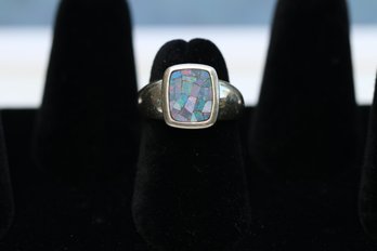 Sterling Silver Mosiac Opal Ring Size 5
